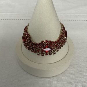 Ruby Red Rhinestone Gold Tone Bracelet